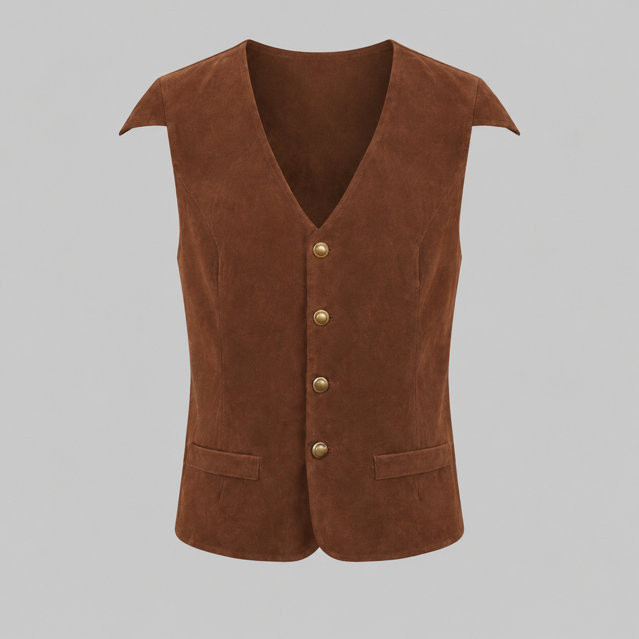Gifts – Seasonal – Oktoberfest : Herenvest bruin fluweellook V-hals historische stijl in Bruin van Steiner-boutique