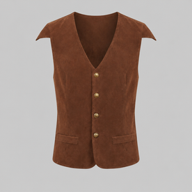 Gifts – Seasonal – Oktoberfest : Herenvest bruin fluweellook V-hals historische stijl in Bruin van Steiner-boutique