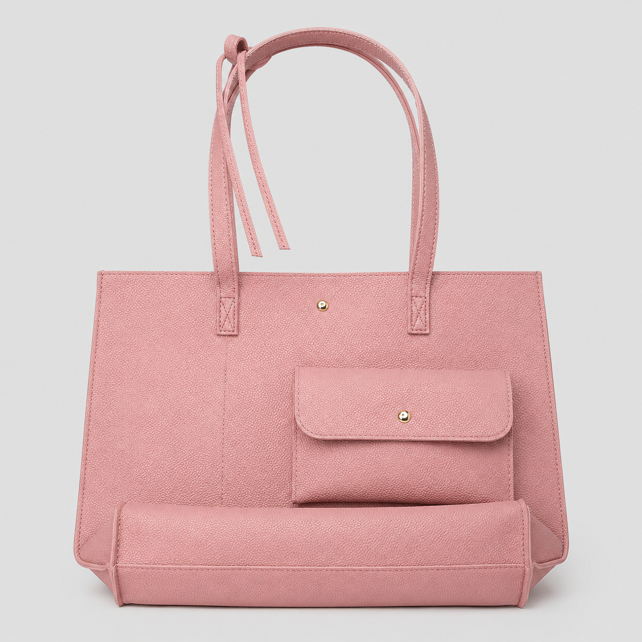 bags : Ruime Dames Shopper met Bijpassend Etui in Roze van Pantino
