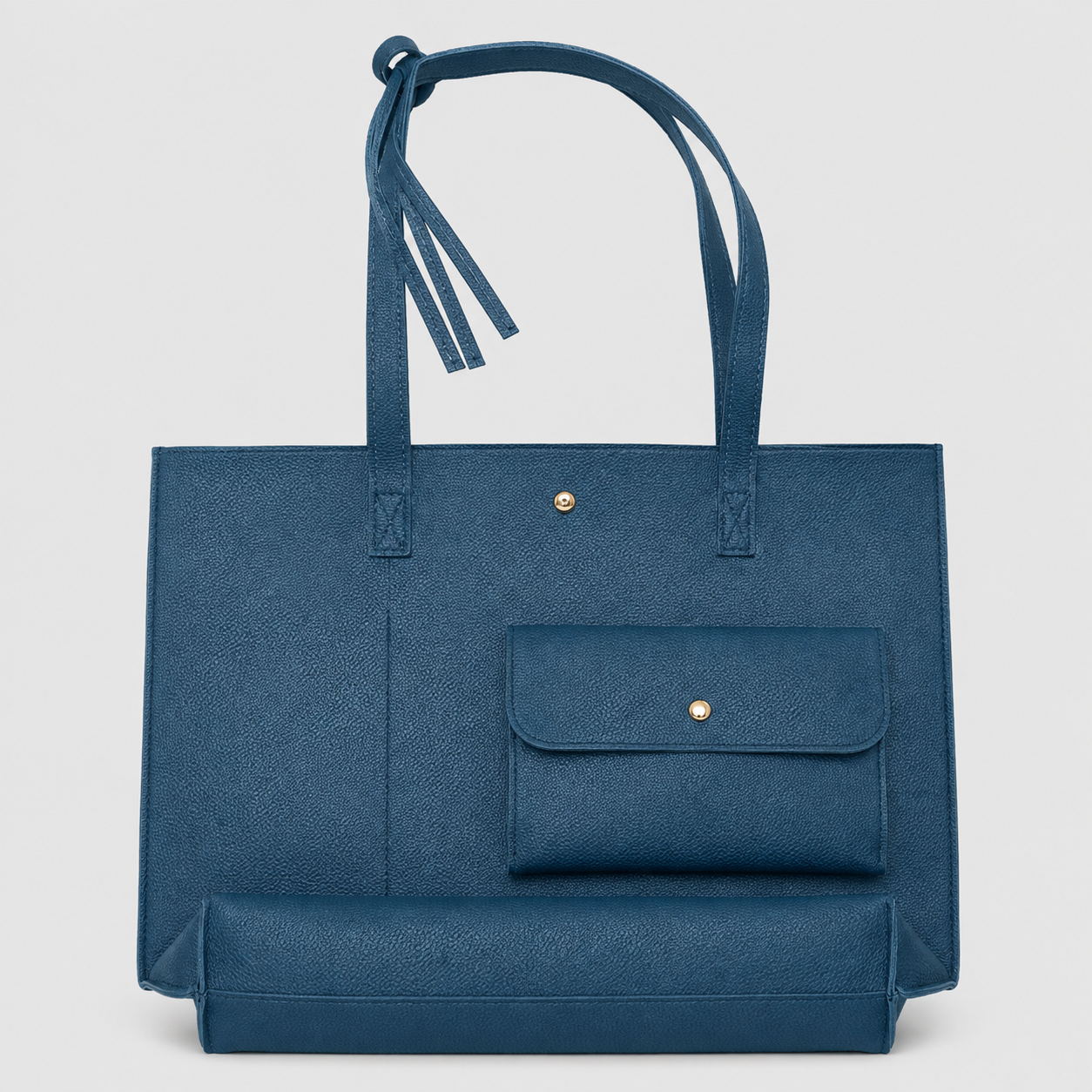 bags : Ruime Dames Shopper met Bijpassend Etui in Cyaan van Pantino
