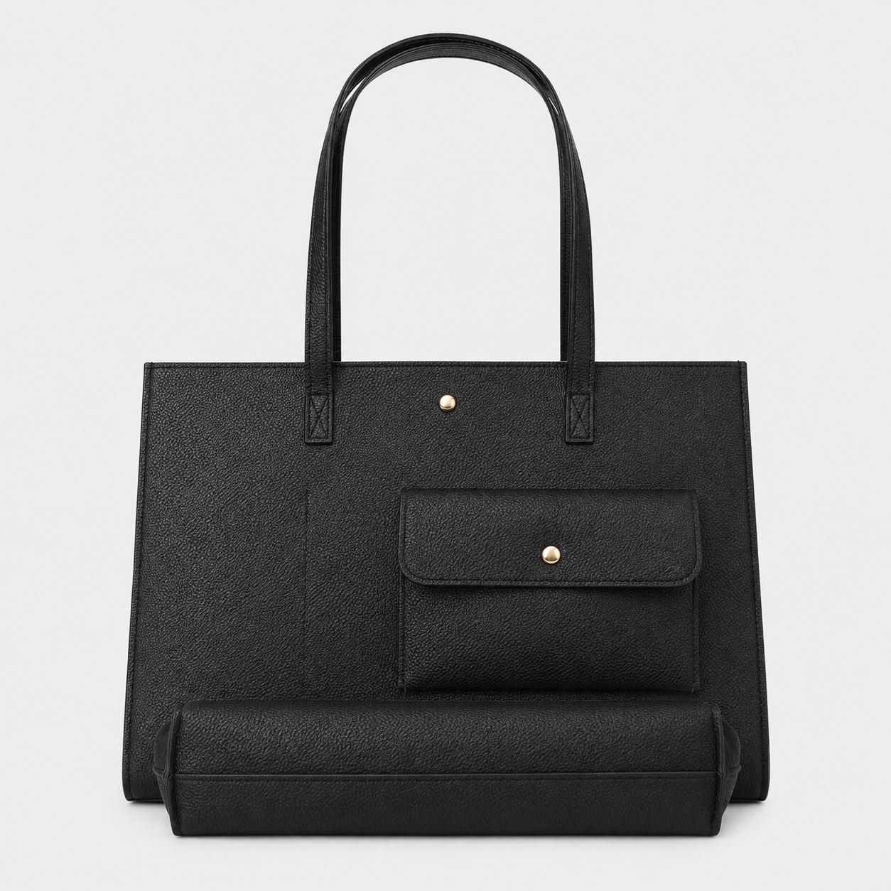 bags : Ruime Dames Shopper met Bijpassend Etui in Zwart van Pantino