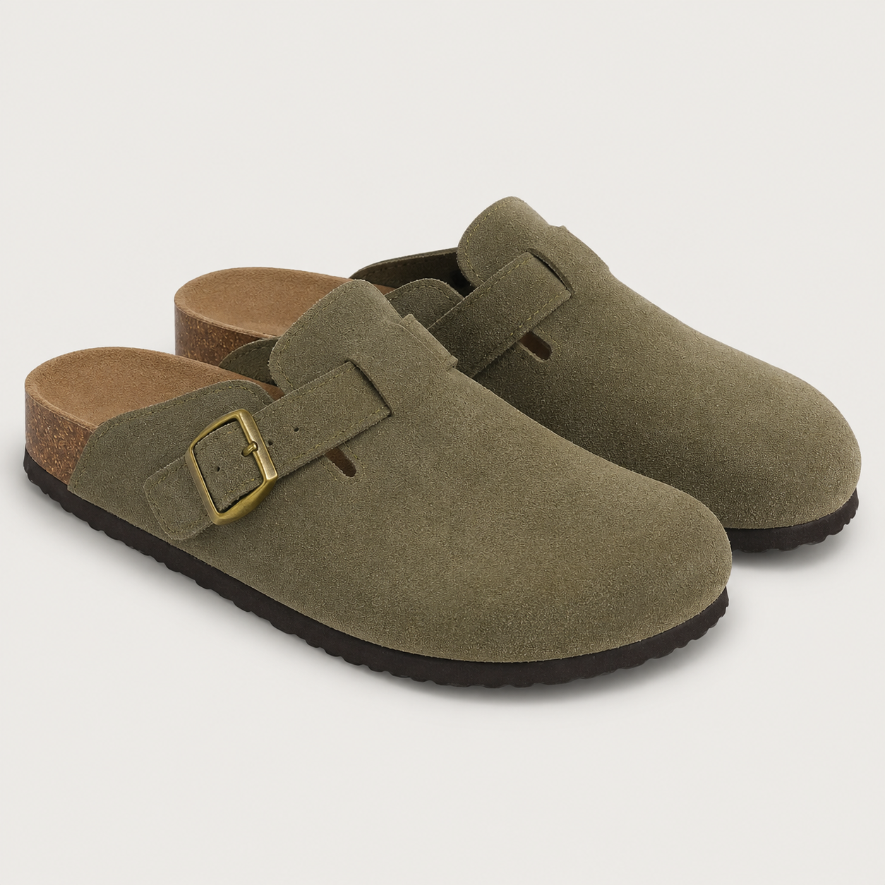 Fashion : Dames Slippers Orthopedisch Suède Kurk Voetbed in Groen van Jeecey