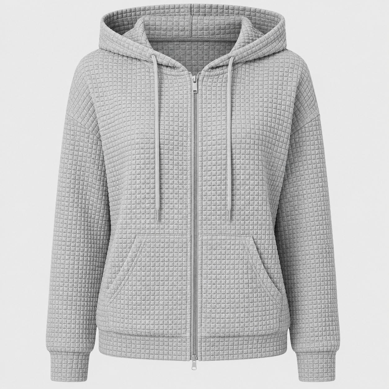 AW - Womens - Hoodie : Dames hoodie met rits, trekkoord en zakken - Comfortabel in Grijs van Loranza