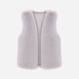 women's cardigan : Dames Nepbont Vest - Open Voorkant, Losse Pasvorm en Warm in Asgrijs van Loranza