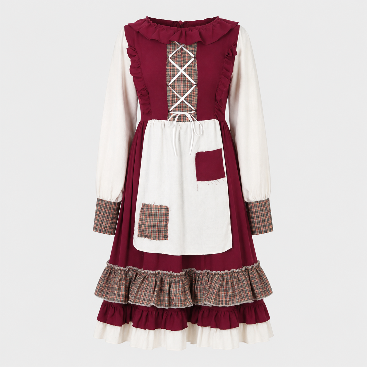 Gifts – Seasonal – Oktoberfest : Dames dirndl jurk - Rood geborduurd, klassieke A-lijn in Rood van Steiner-boutique