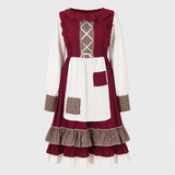 Dames dirndl jurk - Rood geborduurd, klassieke A-lijn