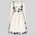 Dirndljurk Dames Wit - Beierse Stijl met Bloemen en Korte Mouwen