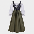 Trachtenjurk Dames Grijs - Romantische Stijl, Pofmouwen
