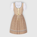 Dirndljurk Dames Traditioneel Bruin met Kanten Blouse en Schort