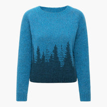 Truien : Esprit Vintage Retro Trui voor een Unieke Look - Blauw/bomen in Blauw Bomen van Pantino