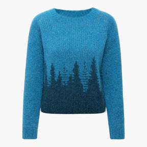 Truien : Esprit Vintage Retro Trui voor een Unieke Look - Blauw/bomen in Blauw Bomen van Pantino