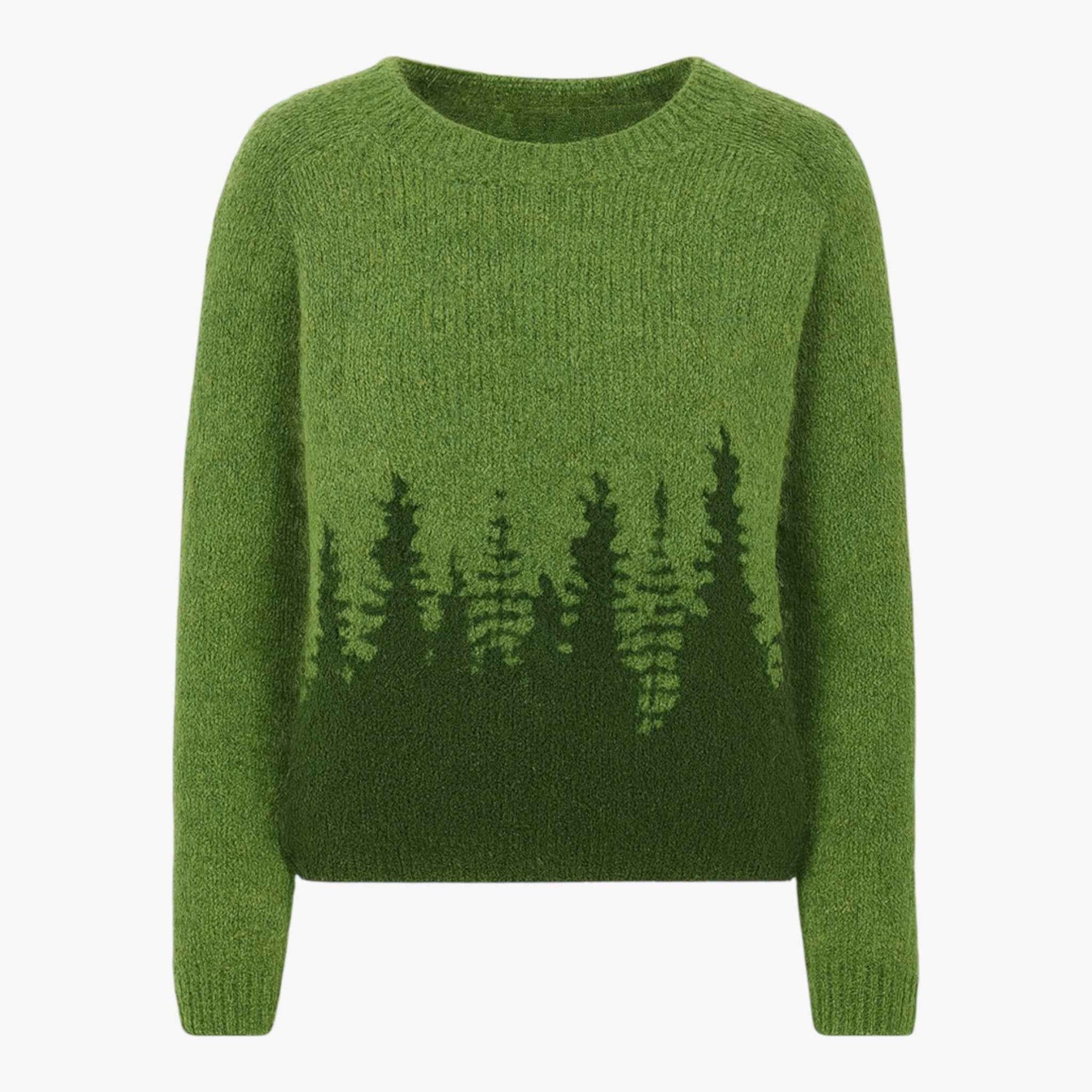 Truien : Esprit Vintage Retro Trui voor een Unieke Look - Blauw/bomen in Groen Bomen van Pantino