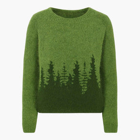 Truien : Esprit Vintage Retro Trui voor een Unieke Look - Blauw/bomen in Groen Bomen van Pantino