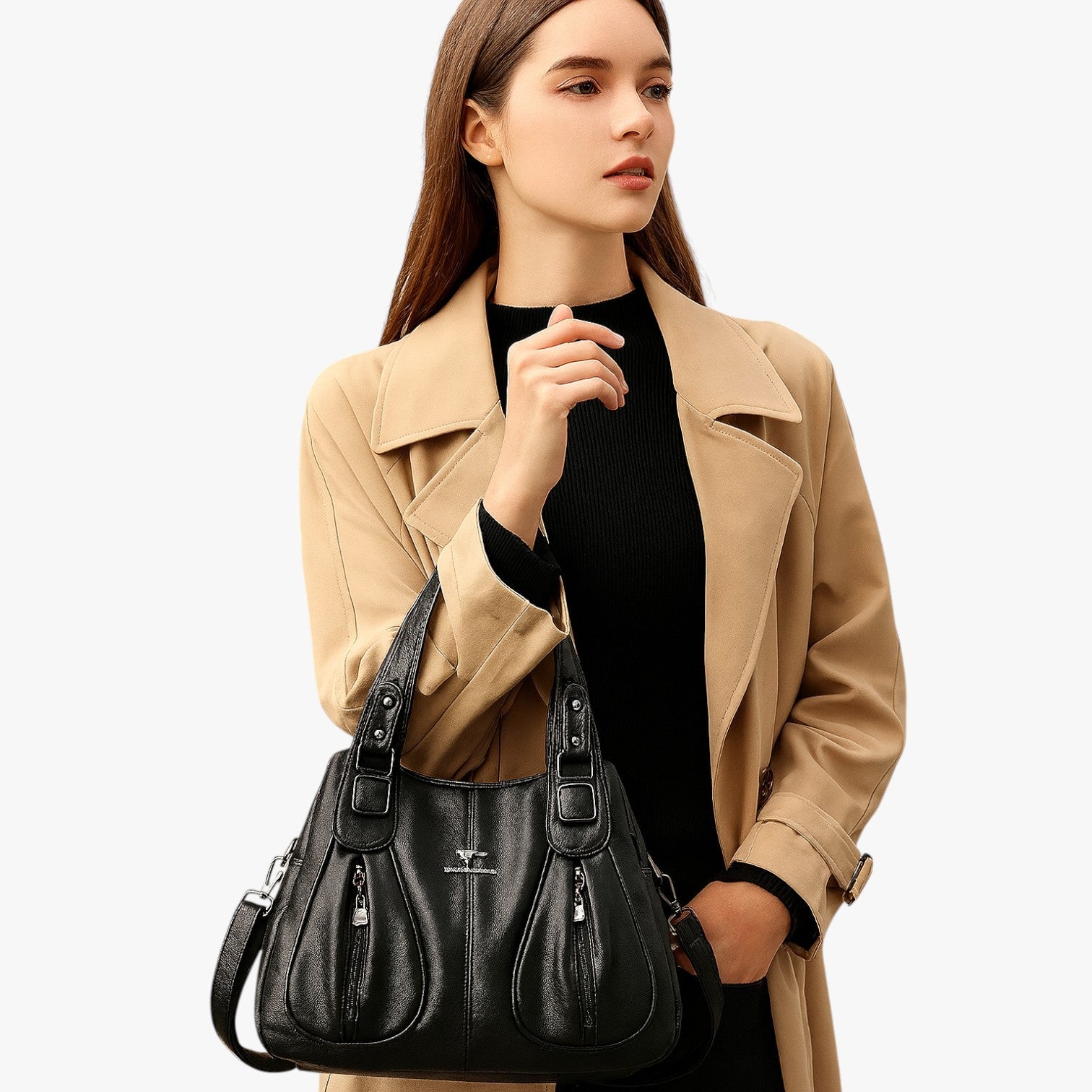 Dagelijkse elegantie - De leren schoudertas die elke look verrijkt Dames