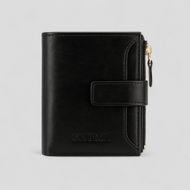 women's rfid blocking wallet : Damesportemonnee van Leer met RFID-blokkering - Elegantie en Veiligheid - Bruin in Zwart van Pantinoshop
