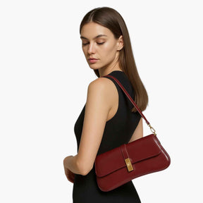 Bags : Dames Baguette Tas van Echt Zwart Luxe Leer, Elegant en Compact in van Pantino