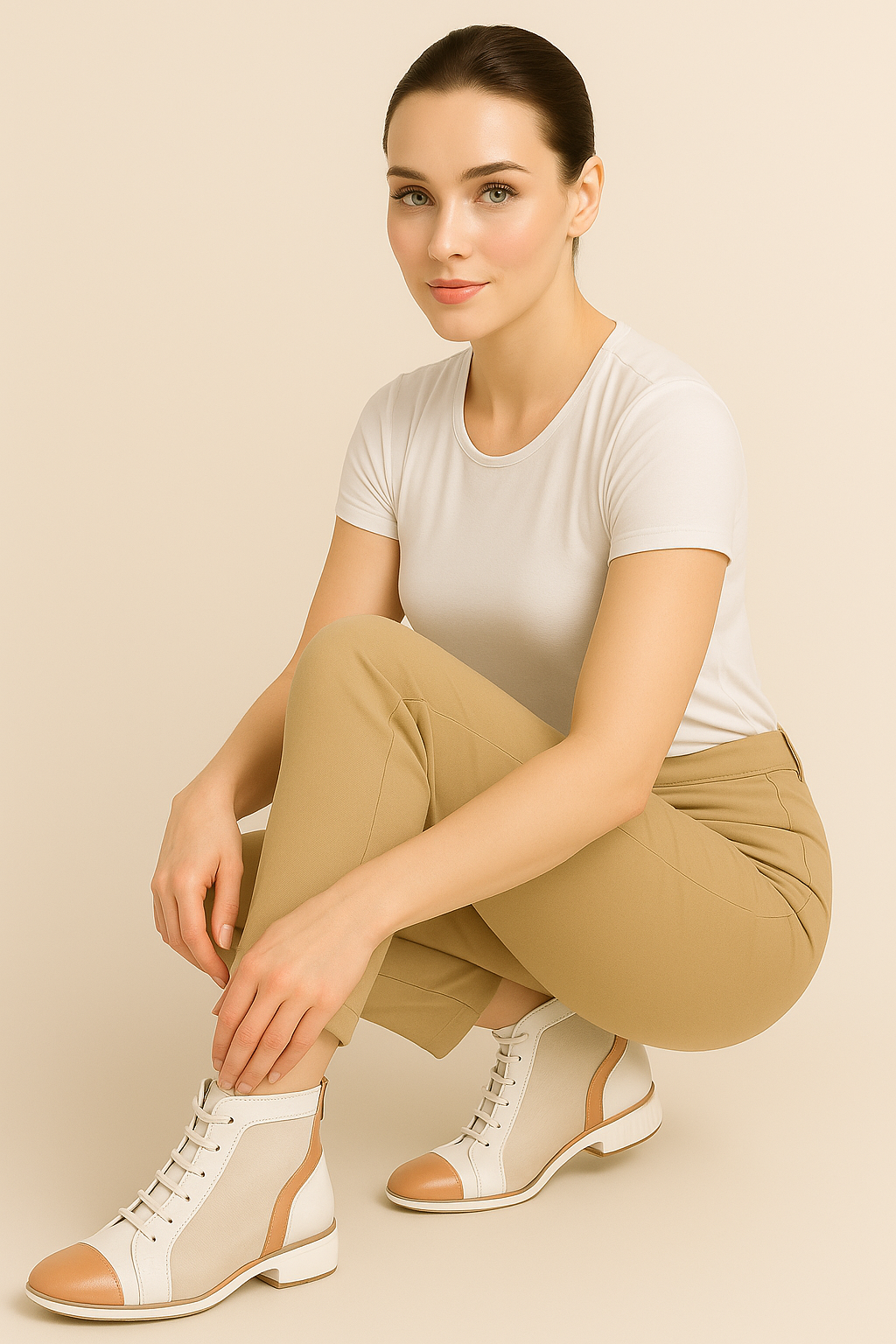 Shoes : Zomerse tweekleurige mesh sneakers met lage leren zool in van Pantino