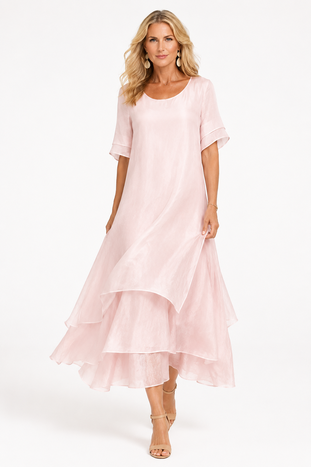 Jurk : Elegante Damesjurk - Tijdloos, Comfortabel en Veelzijdig in Roze (Bijna uitverkocht) van Pantinoshop
