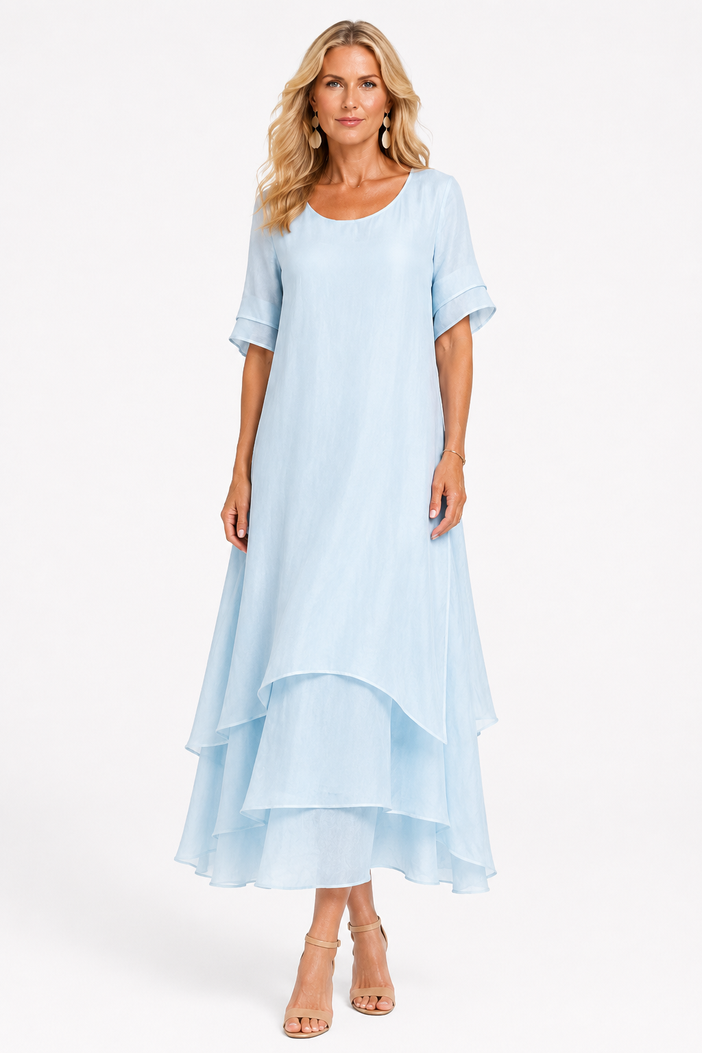 Jurk : Elegante Damesjurk - Tijdloos, Comfortabel en Veelzijdig in Blauw van Pantinoshop