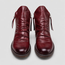 men's boots : Herenlaarzen: Comfortabele Microvezel Boots met Slanke Puntneus in Bordeauxrood van Sansoti