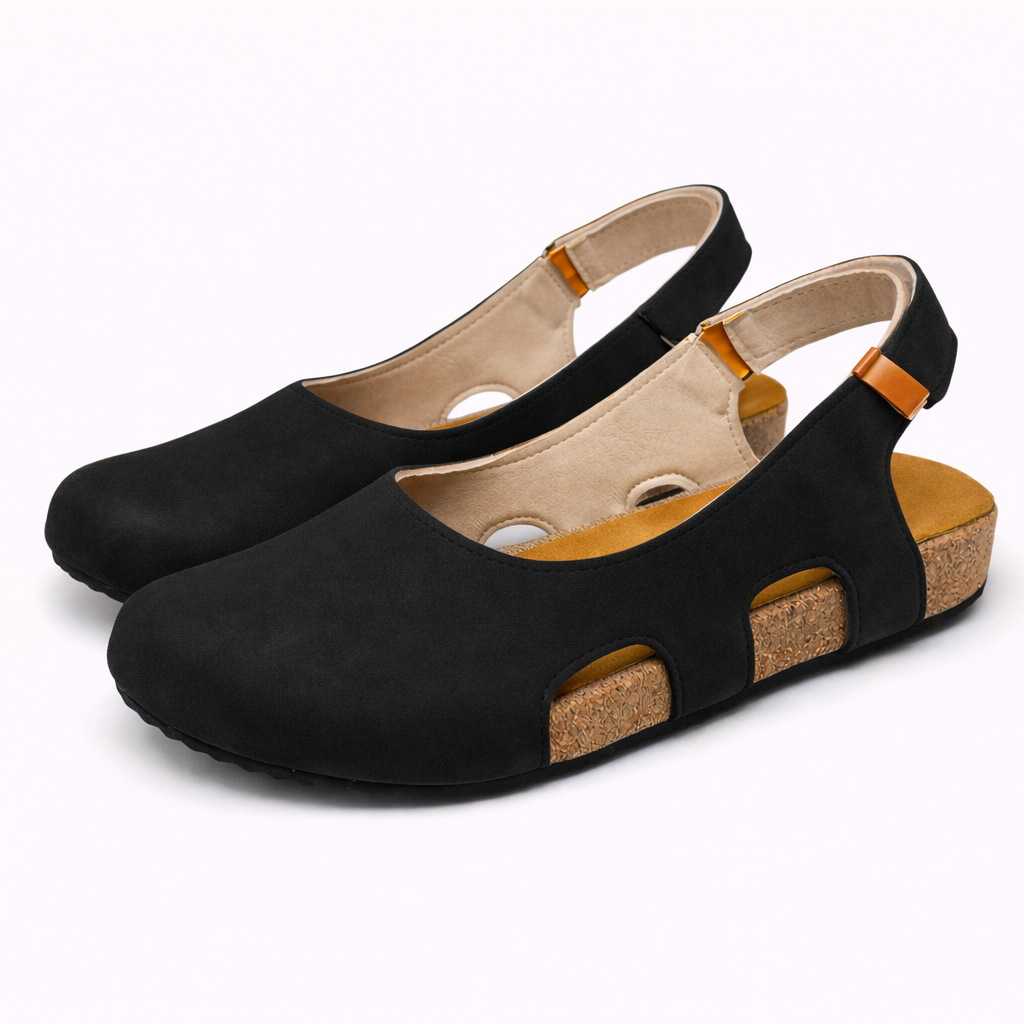 Sandals : Slingback Zwarte Dames van Echt Leer, Hak 5cm, Ronde Neus: Elegantie & Comfort in Nero van Pantinoshop