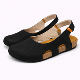 Escarpins slingback noirs pour femmes en cuir véritable, talon 5 cm, bout rond : élégance et confort