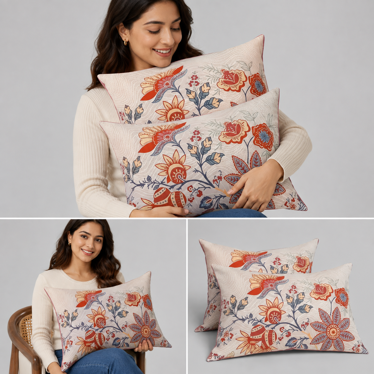 : Kussenslopen Boho Bloemenprint 100% Katoen - 2-Delige Set Slaapkamer Ademend Zacht Rustiek in van Casa & Beyond