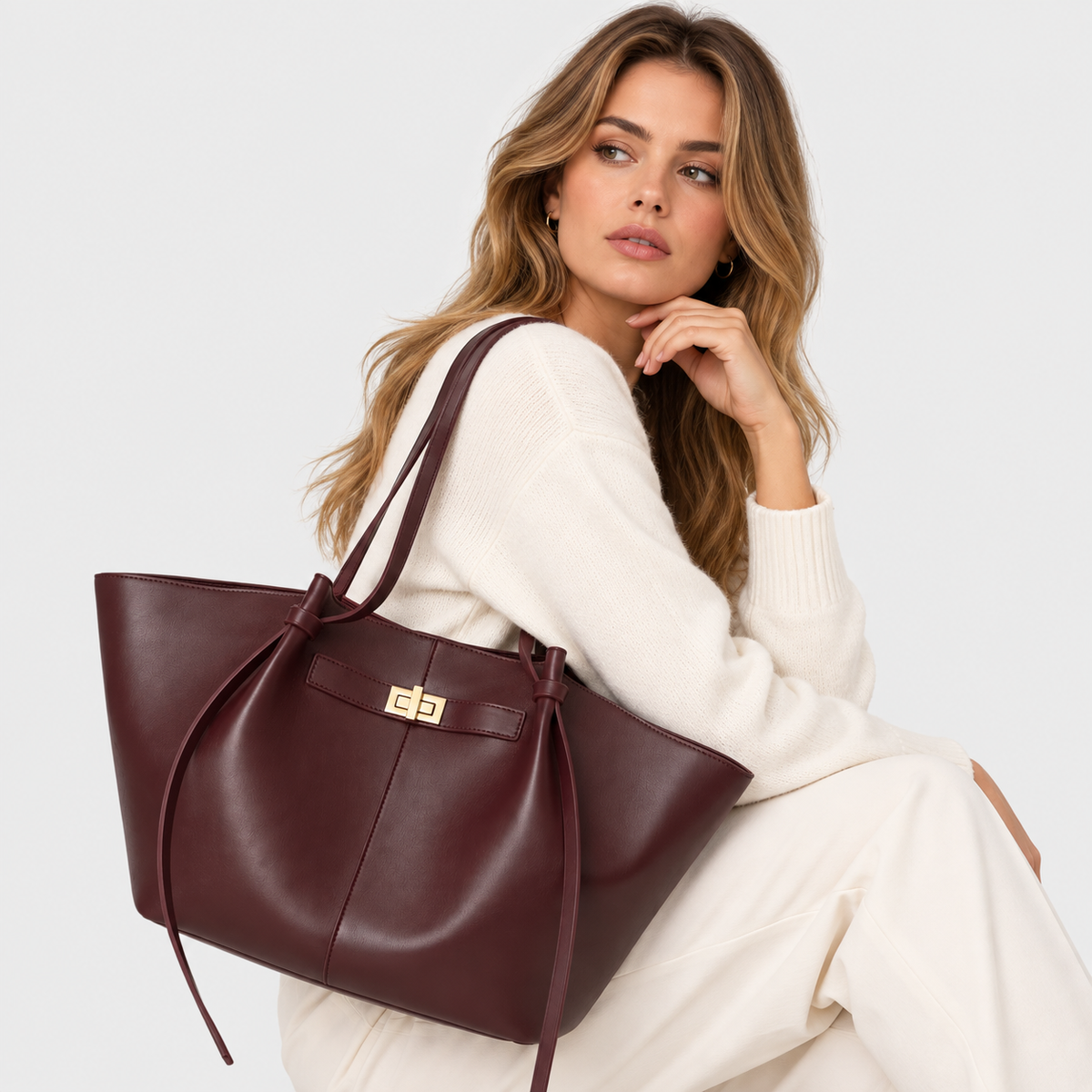 Luxury Shopper Tote – Vegan Leather Handbag for Work & Everyday