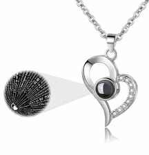 Gift Set : Love Halsketting Dames - In 100 Talen - Gift Set in Zilverkleurig hart van Pantino