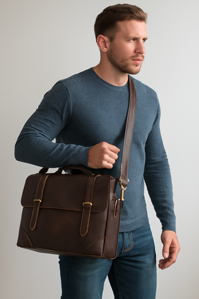 bags : Luxe Lederen Aktetas Leer - Bruin in van Pantino