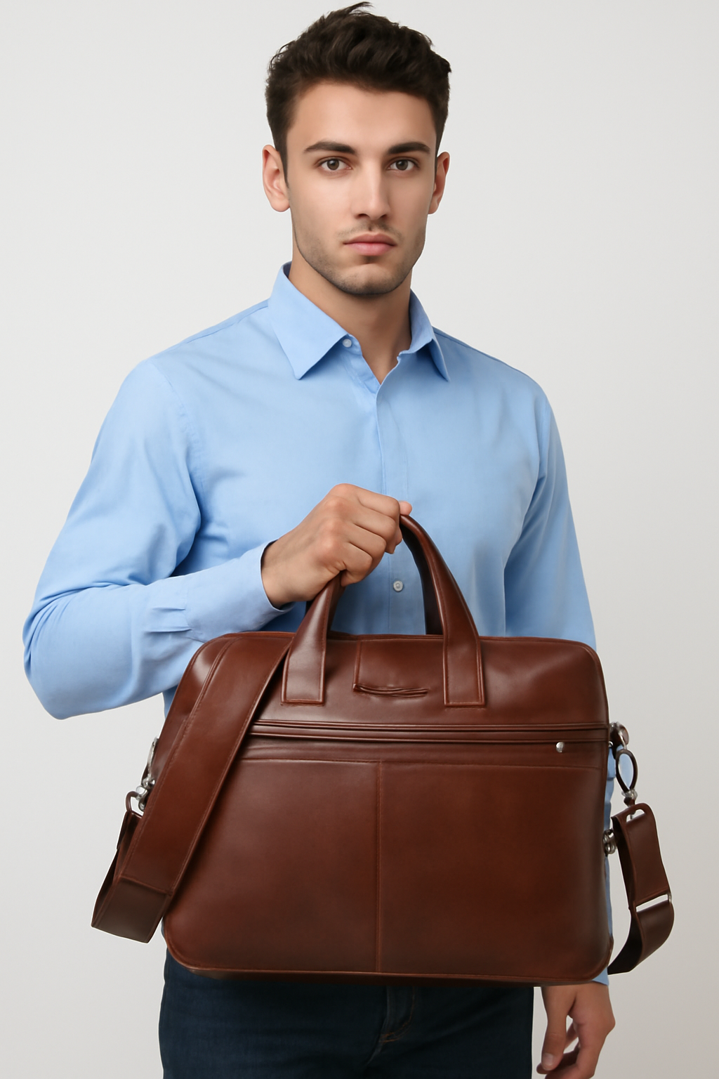 bags : Laptoptas Koffiebruin - Elegante Leren in van Pantino