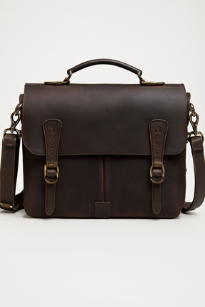 bags : Vintage Leren Koerierstas - Tijdloos Ontwerp met Messing Hardware - Lichtbruin in Bruin van Pantino
