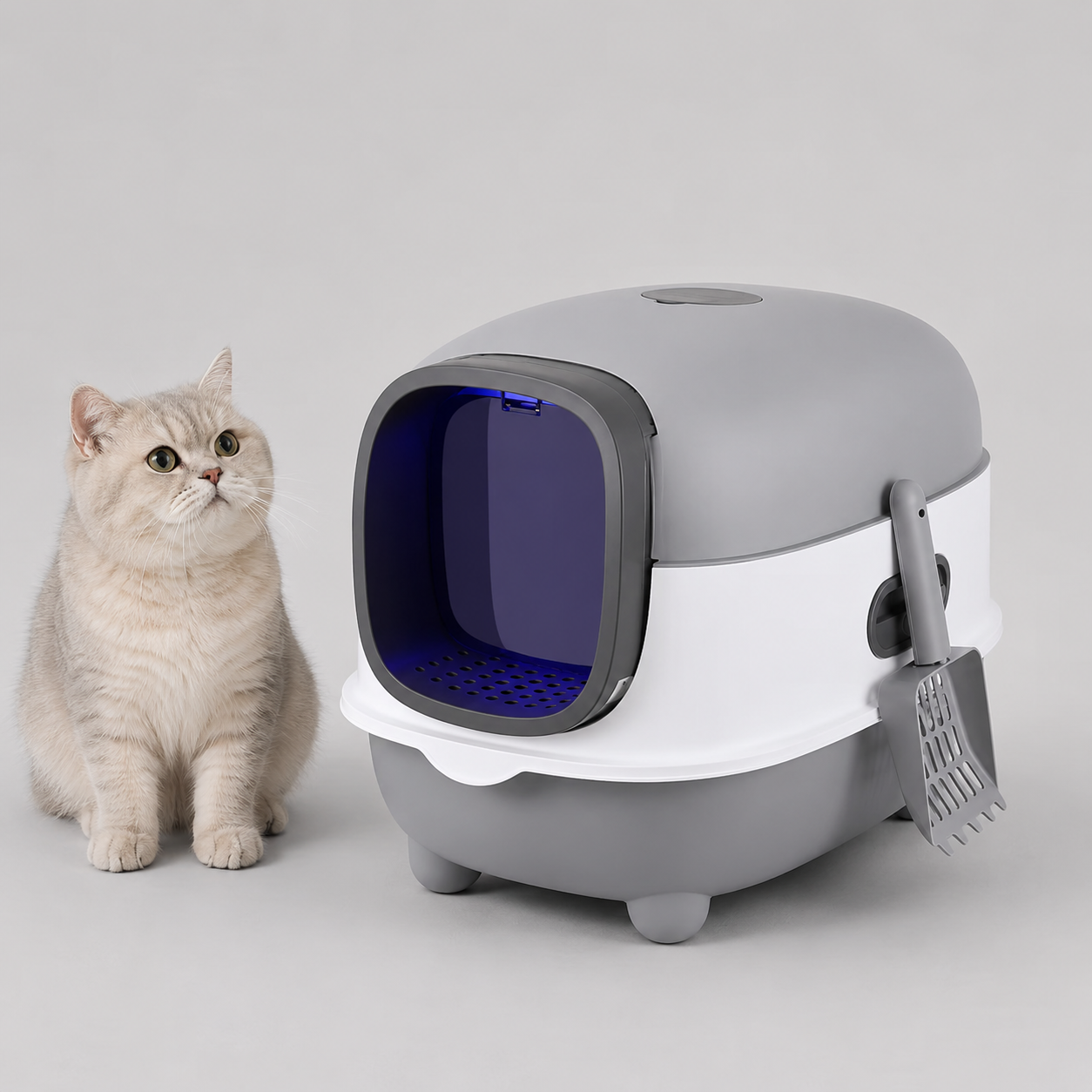 Gesloten Kattenbak XXL met Schep – Kunststof Katten Toilet voor Binnen