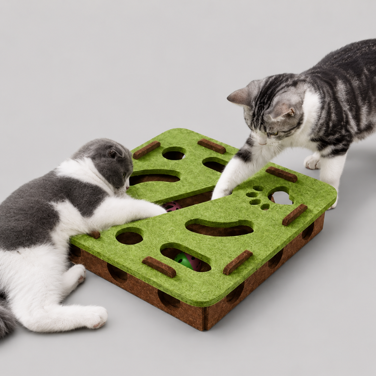 Interactief Kattenspeelbord van Vilt met Speelballen – Activiteitsspeelgoed voor Katten