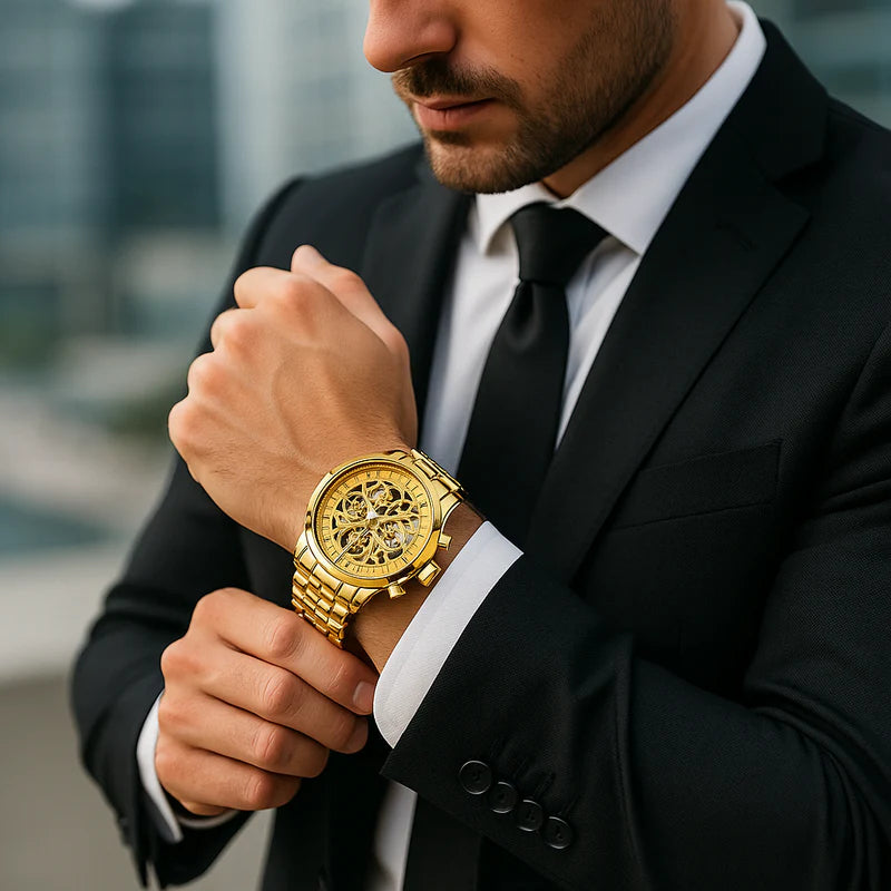 watches : Horloge Heren Zilver - Skeleton Watch in van Pantino