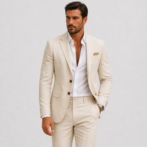 Suits : Elegant Zomers Slim Fit Herenpak van Linnen - Perfect voor Ceremonies en Evenementen in van Pantinoshop