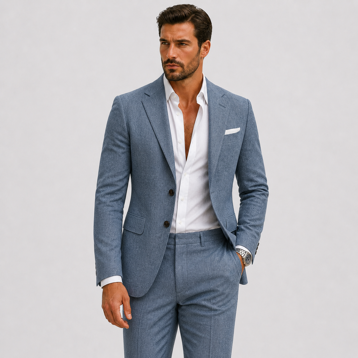 Suits : Heren Linnen Pak Slim-Fit - Zomerse Elegantie in van Lunelle