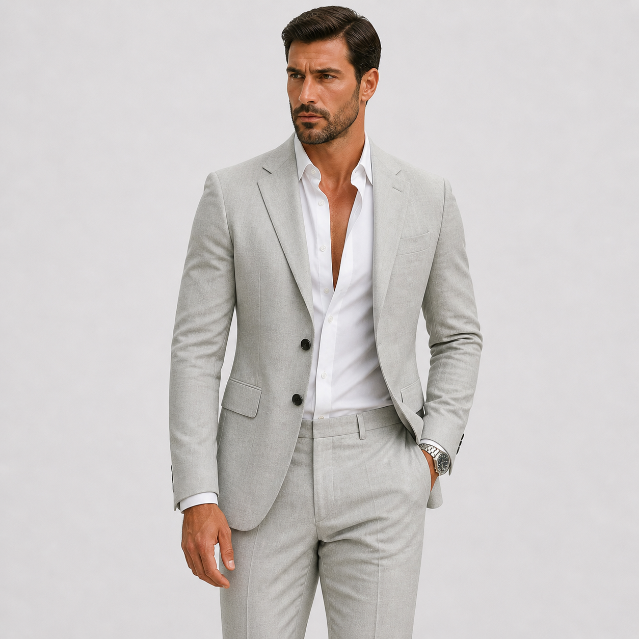 Suits : Heren Linnen Pak Slim-Fit - Zomerse Elegantie in van Lunelle