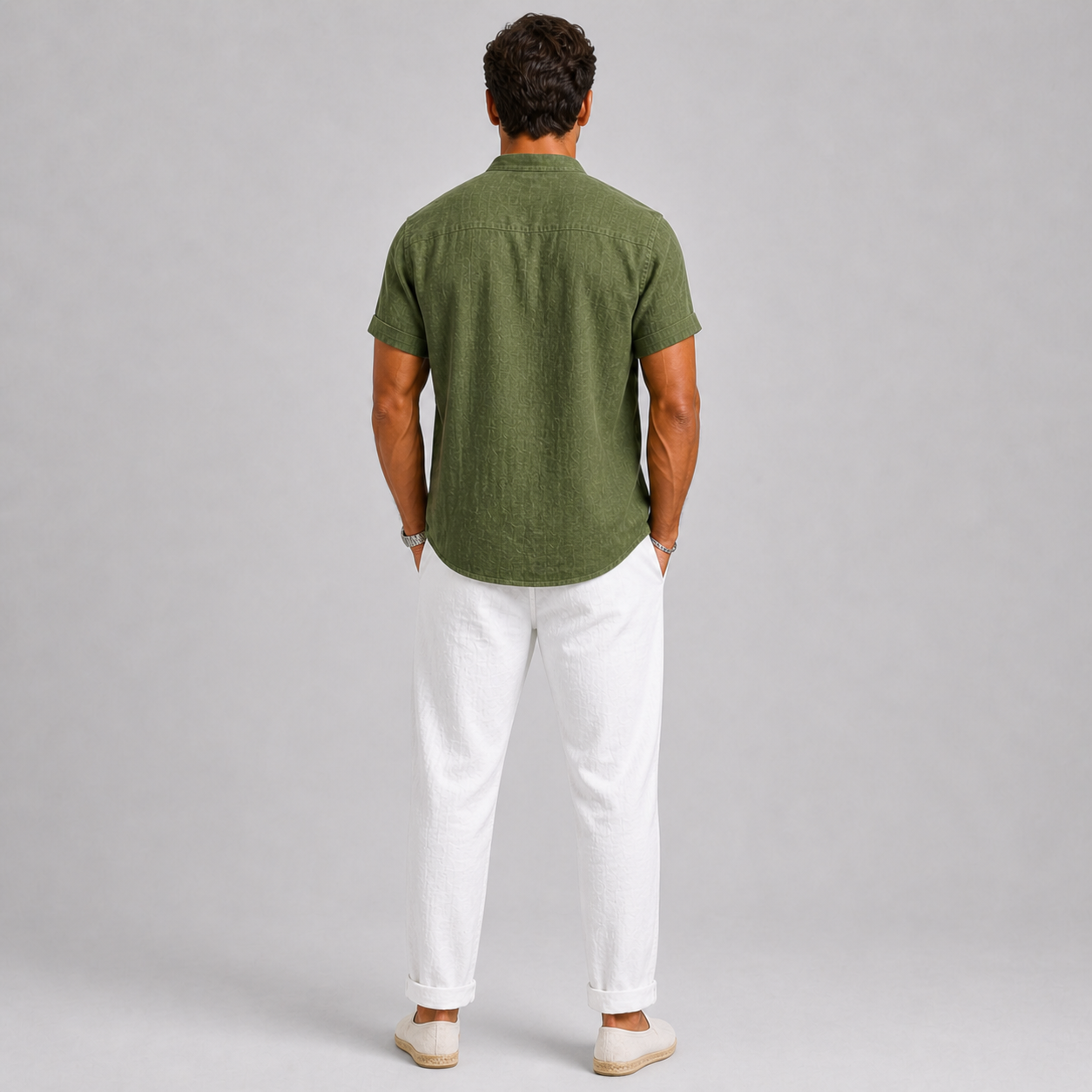 Lichtgewicht Zomerstijl Linnen Set voor Heren: Overhemd en Broek