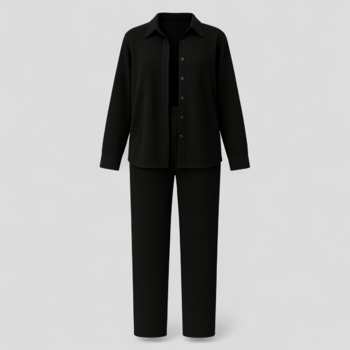 Women Set : Blouse Dames Zwart - Casual Zomer Set met en Broek in Zwart van Pantino
