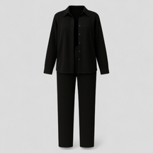 Women Set : Blouse Dames Zwart - Casual Zomer Set met en Broek in Zwart van Pantino