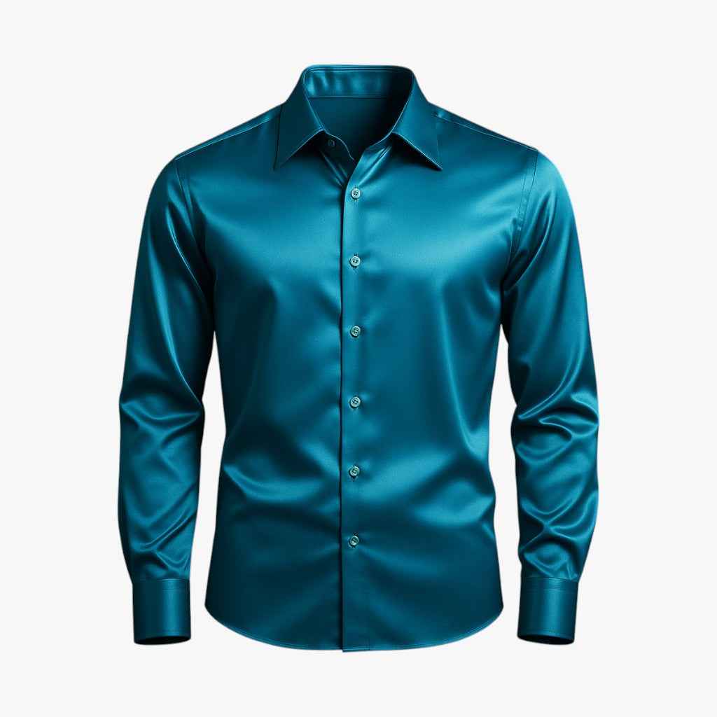 Men's Top Clothes : Overhemd Casual Chic - Moderne Look, Heren Gevoel in Azzurro van Pantino