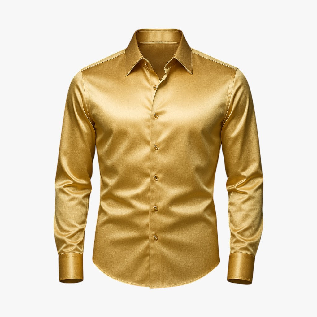 Men's Top Clothes : Overhemd Casual Chic - Moderne Look, Heren Gevoel in Giallo van Pantino