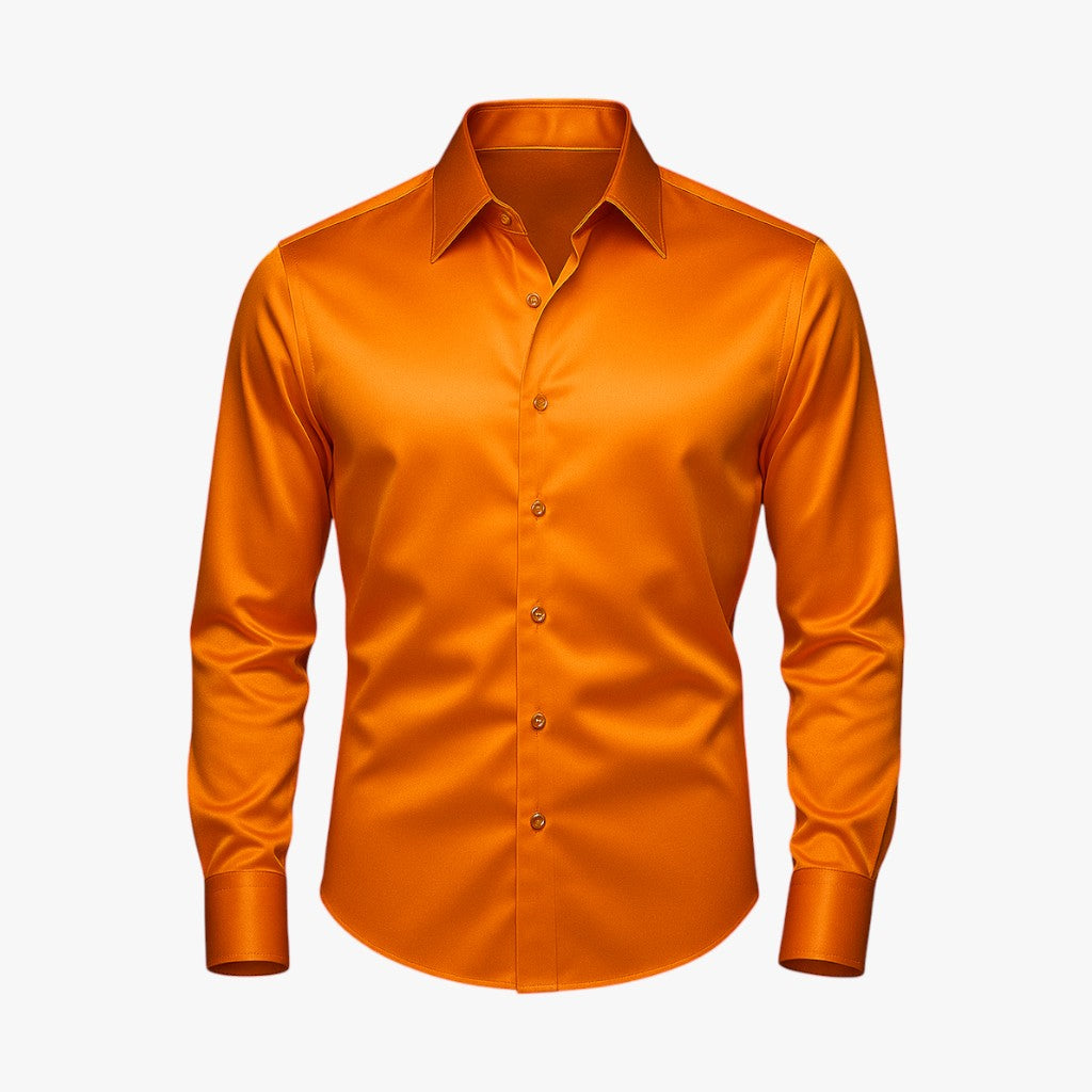 Men's Top Clothes : Overhemd Casual Chic - Moderne Look, Heren Gevoel in Arancione van Pantino