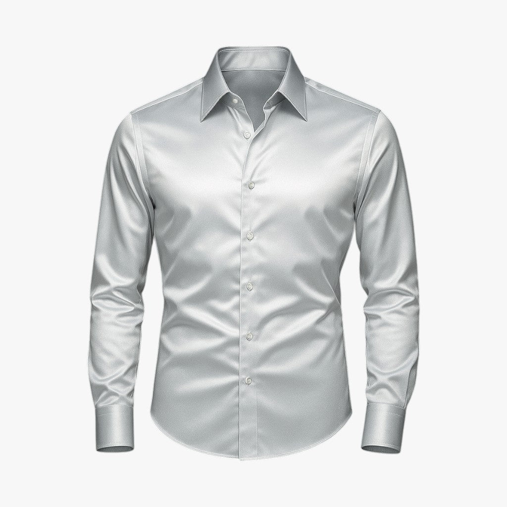 Men's Top Clothes : Overhemd Casual Chic - Moderne Look, Heren Gevoel in Grigio van Pantino