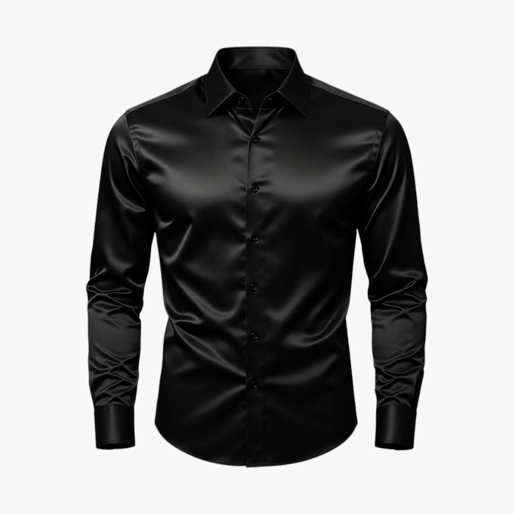 Men's Top Clothes : Overhemd Casual Chic - Moderne Look, Heren Gevoel in Nero van Pantino