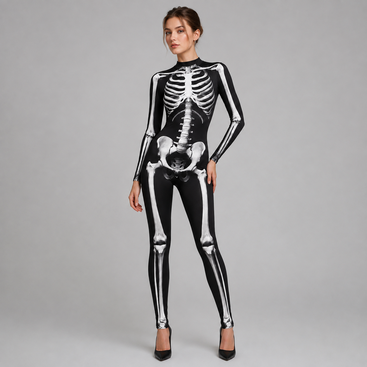 Gifts – Seasonal – Halloween : Skelet Jumpsuit Halloween Kostuum voor Volwassenen – Lange Mouwen in van Pantinoshop