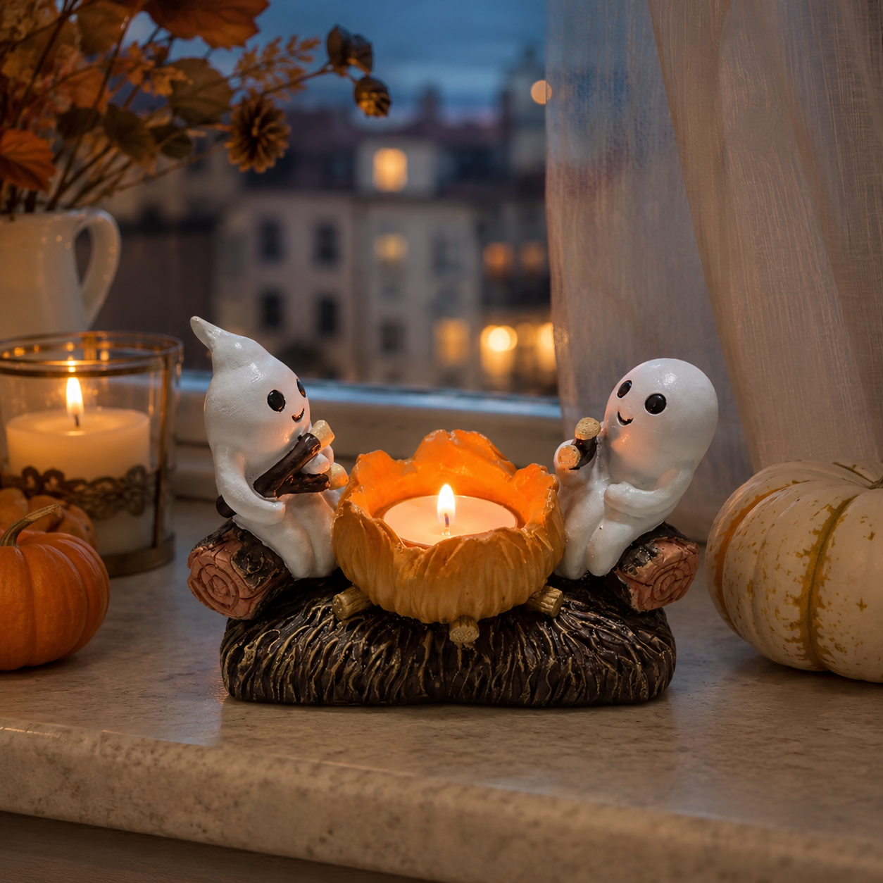 Gifts – Seasonal – Halloween : Halloween Spookjes Kaarsenhouder – Hars Tafeldecoratie 12 × 7 cm in van Pantinoshop
