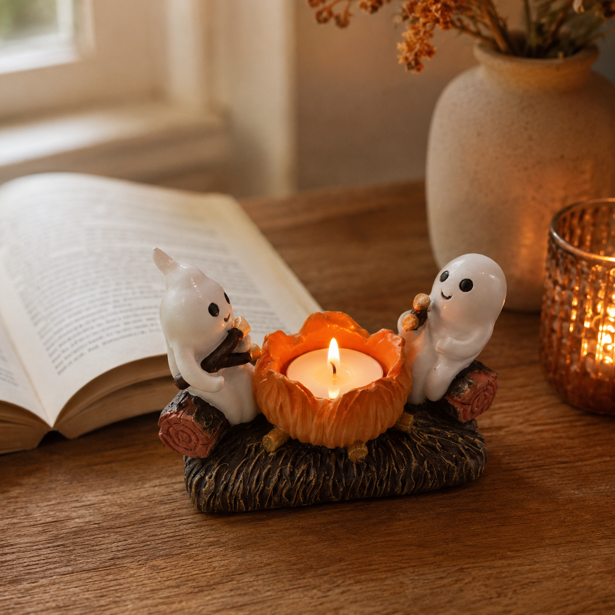 Gifts – Seasonal – Halloween : Halloween Spookjes Kaarsenhouder – Hars Tafeldecoratie 12 × 7 cm in van Pantinoshop