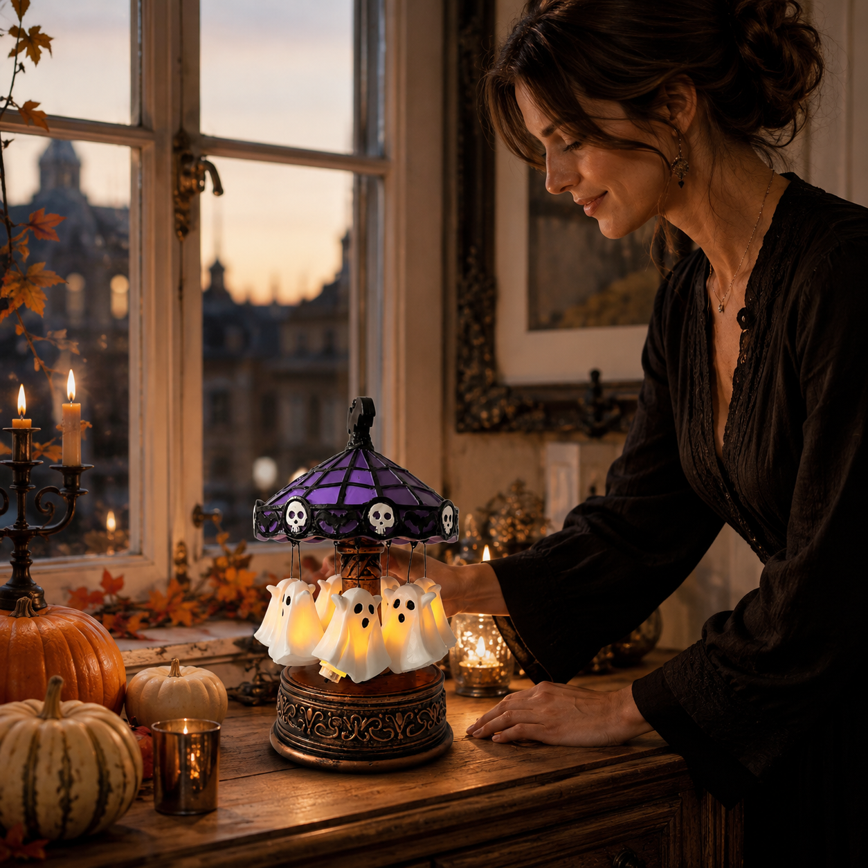 Gifts – Seasonal – Halloween : alloween Spookcarrousel Decoratielicht – Draaiende Tafeldecoratie 19 cm in van Pantinoshop